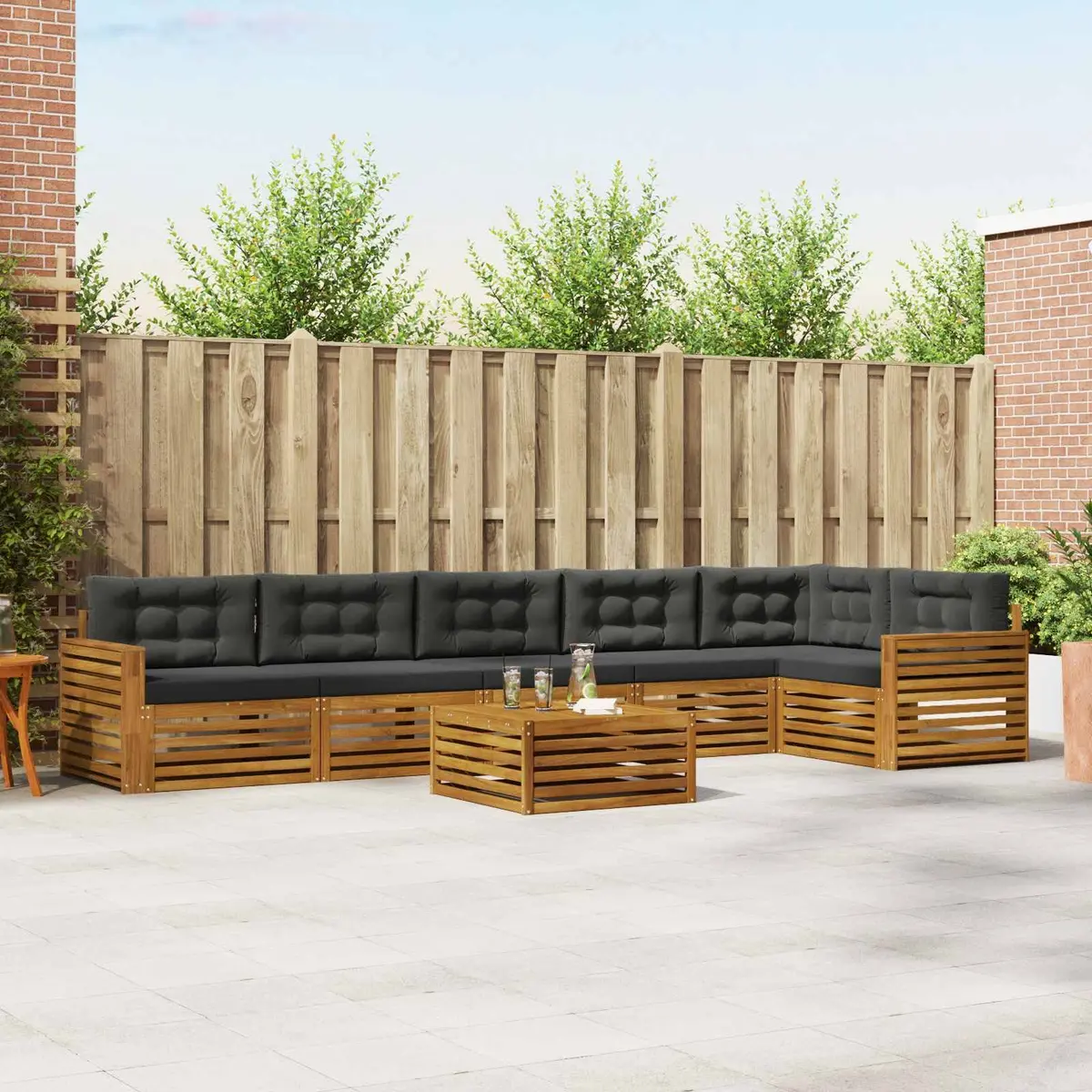 7-Piece Modular Garden Sofa Set with Cushions