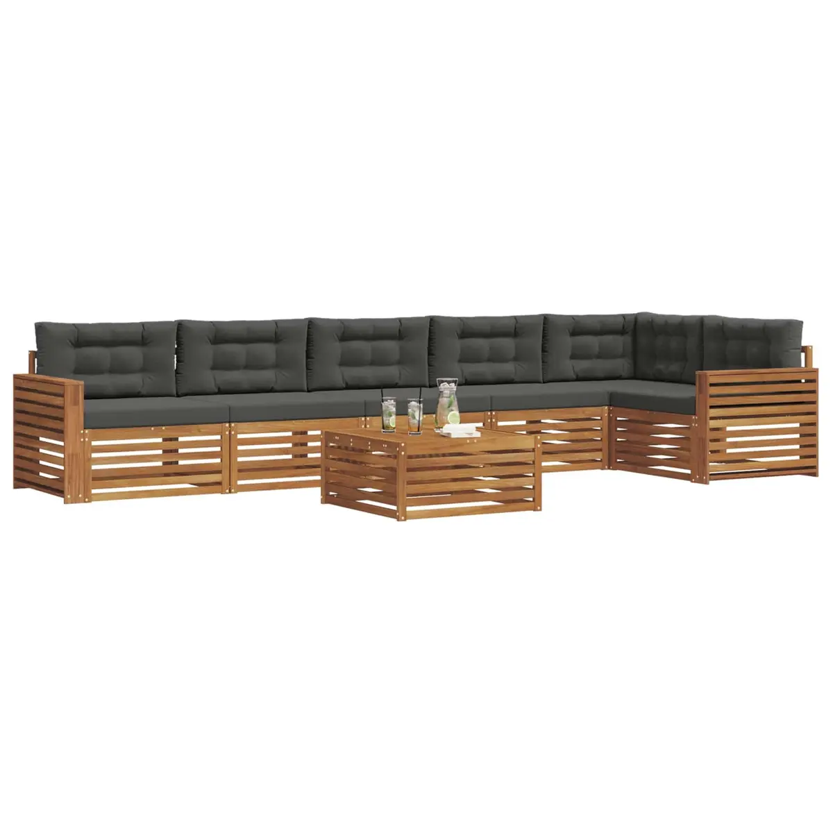 7-Piece Modular Garden Sofa Set with Cushions