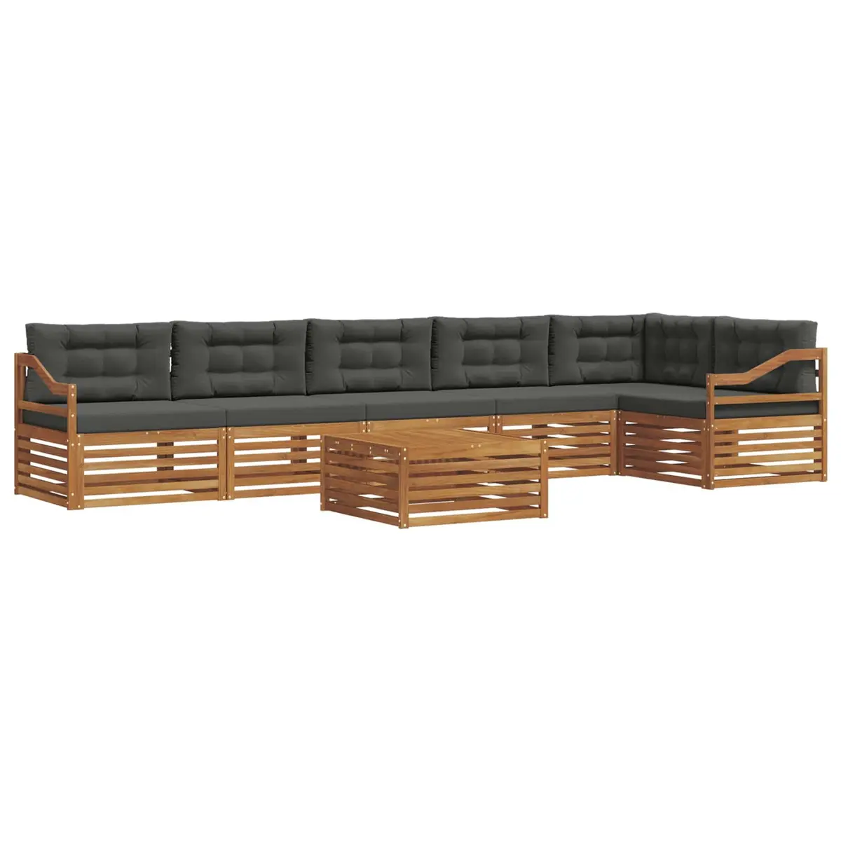 Outdoor Sofa Set Acacia Wood 7 Piece Brown