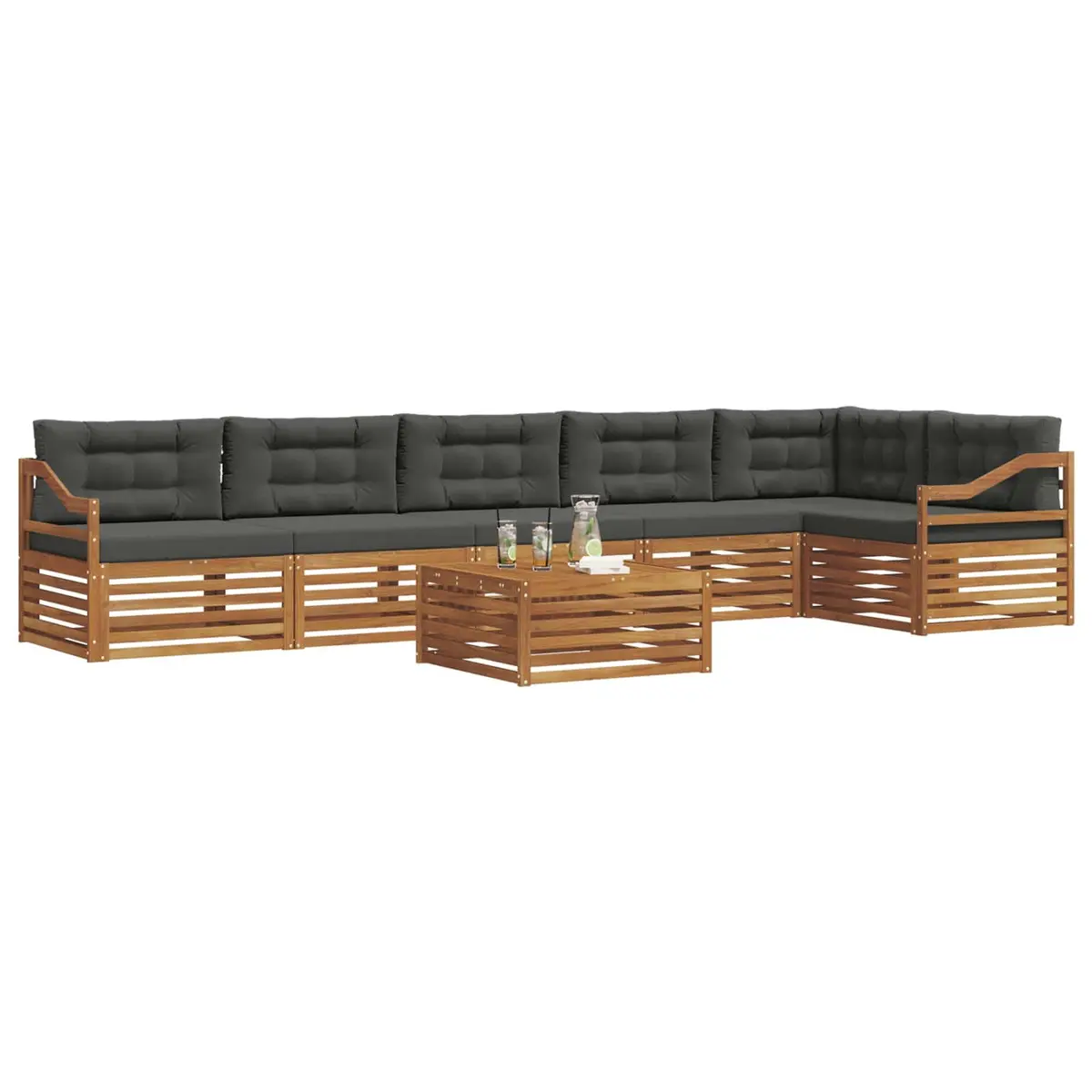Outdoor Sofa Set Acacia Wood 7 Piece Brown