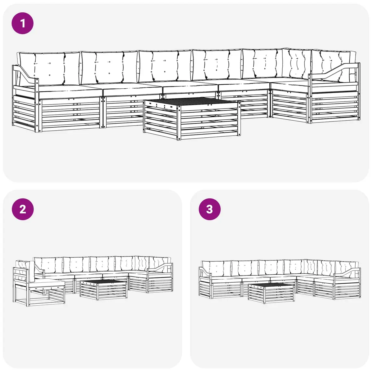 Outdoor Sofa Set Acacia Wood 7 Piece Brown