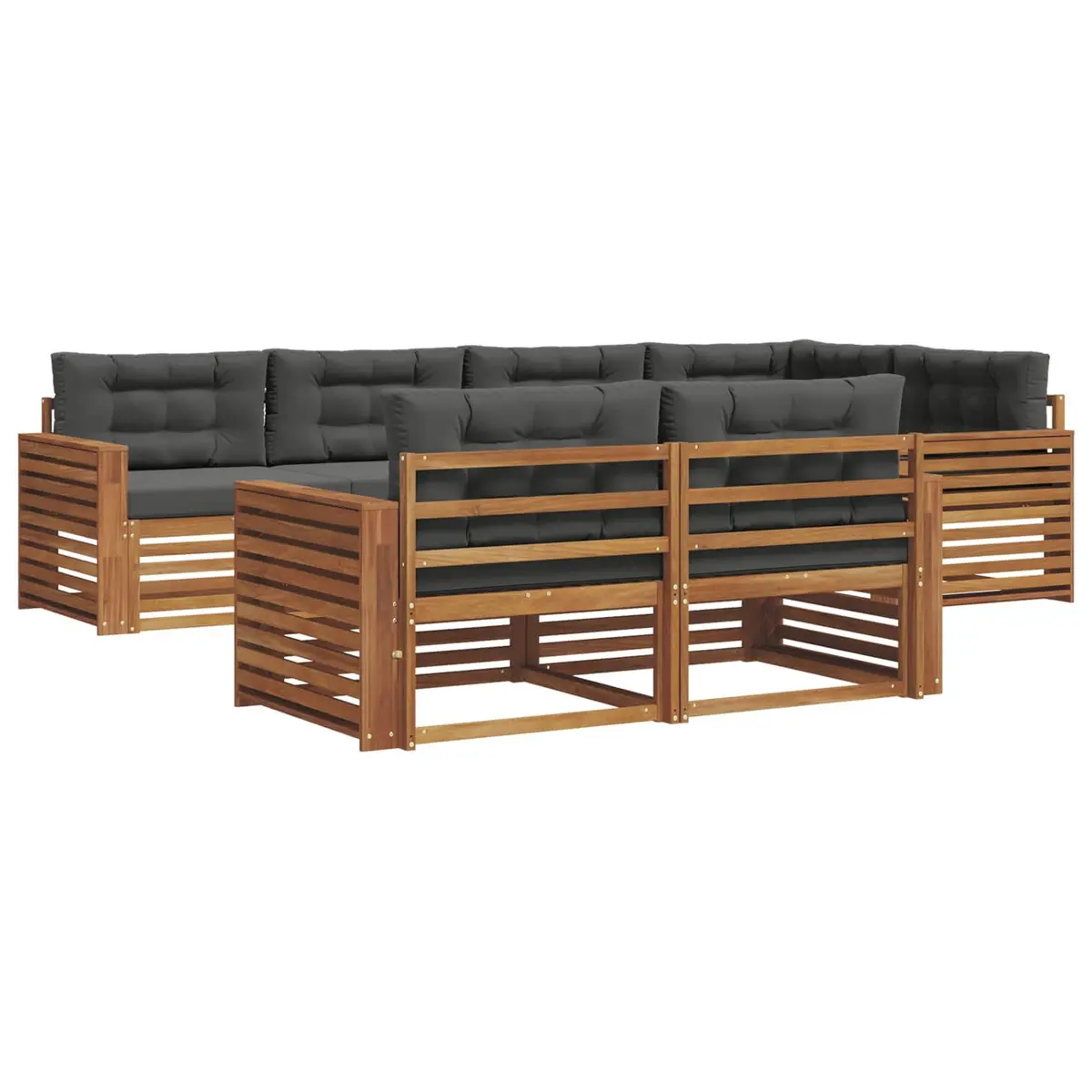 7-Piece Modular Outdoor Sofa Set in Natural Brown