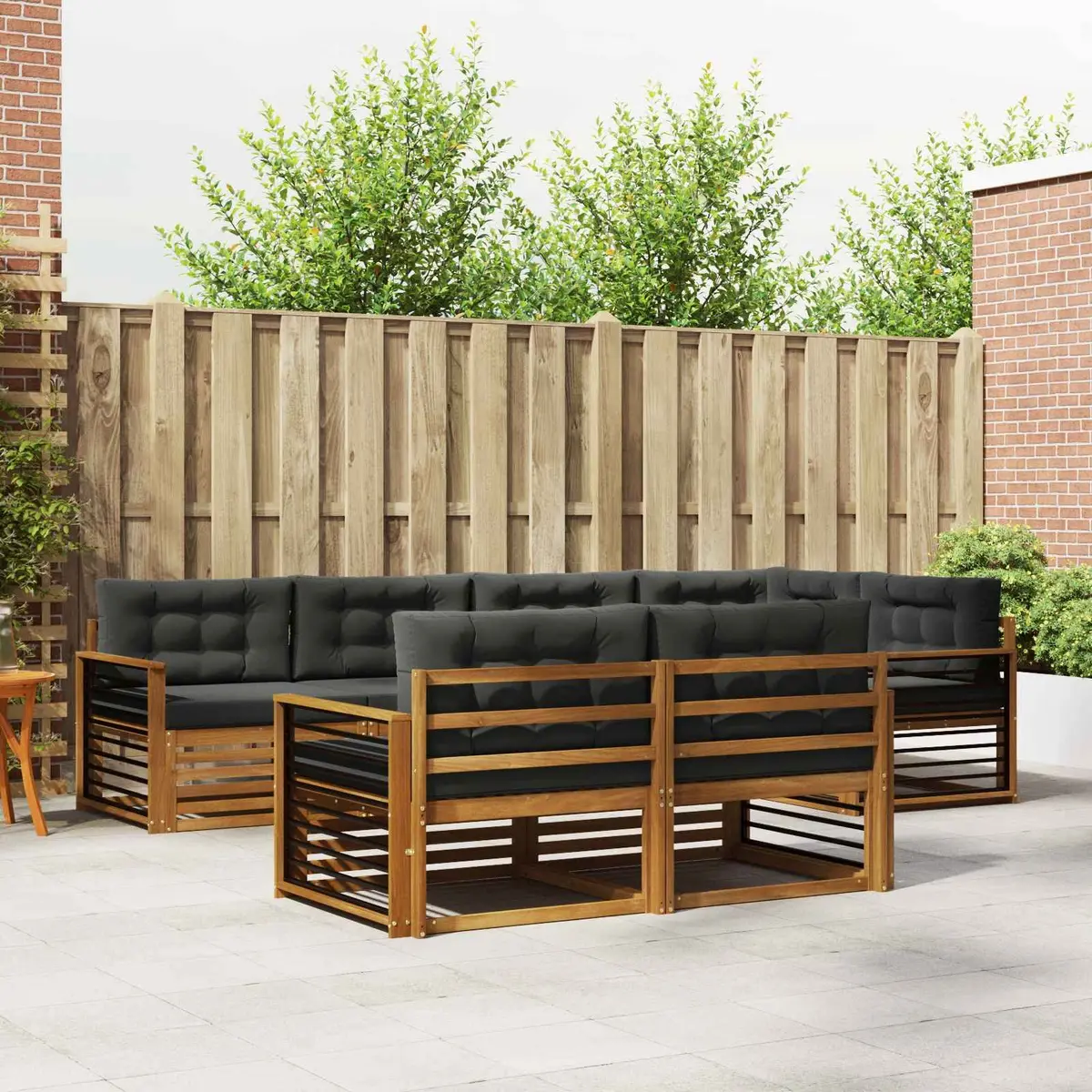 Outdoor Sofa Set Solid Acacia Wood 7 Pieces Brown