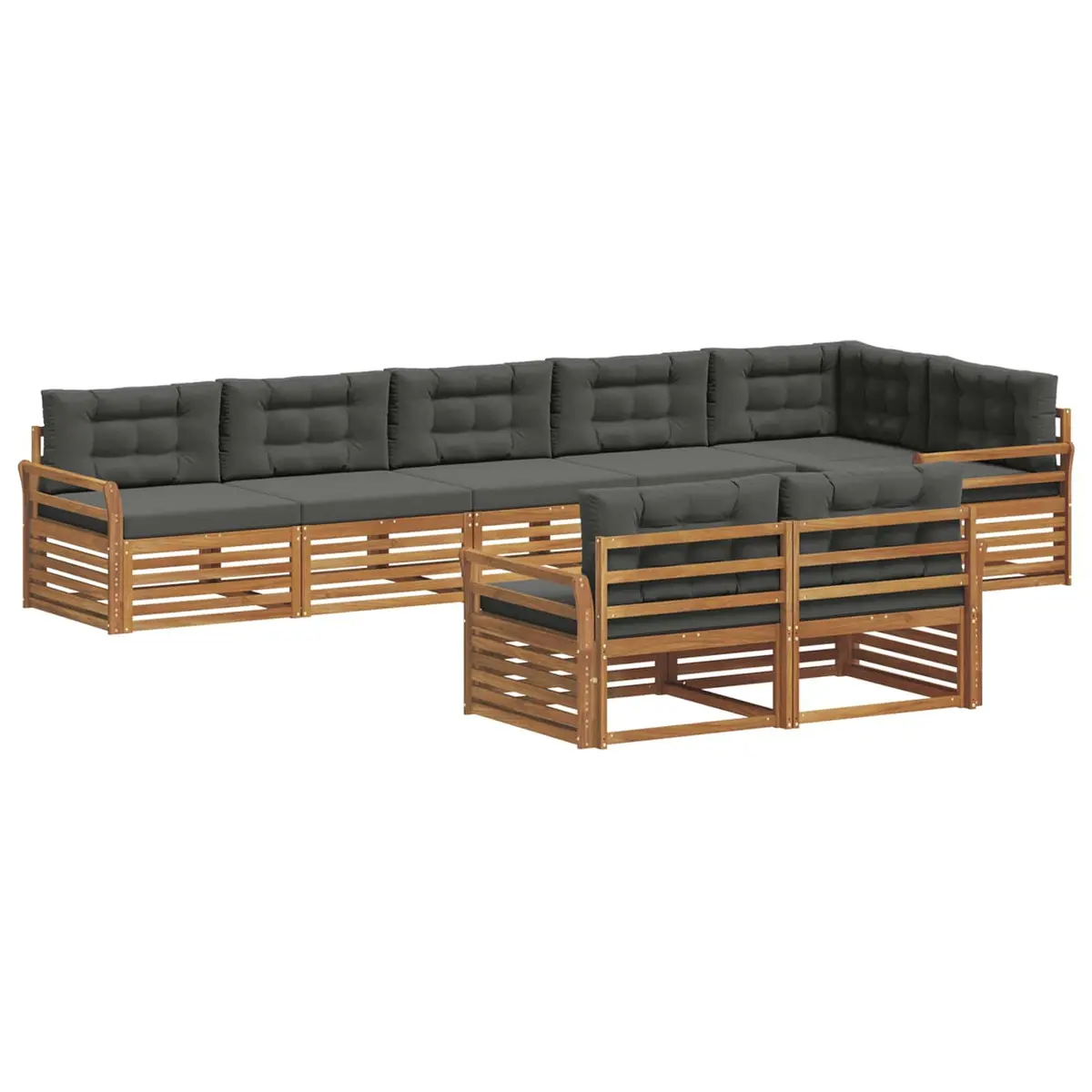Outdoor Sofa Set 8 pcs Modular Garden Furniture with Cushions Brown Anthracite