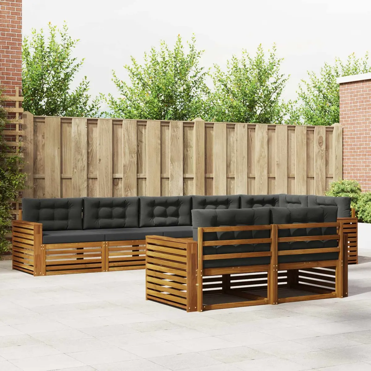 8-Piece Modular Outdoor Sofa Set in Acacia