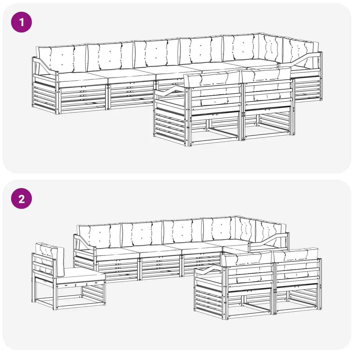 8-Piece Modular Outdoor Sofa Set with Cushions