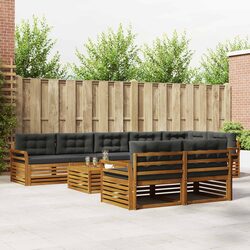 9-Piece Modular Outdoor Sofa Set with Cushions in Brown