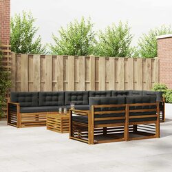Stylish 9-Piece Outdoor Sofa Set with Cushions in Brown