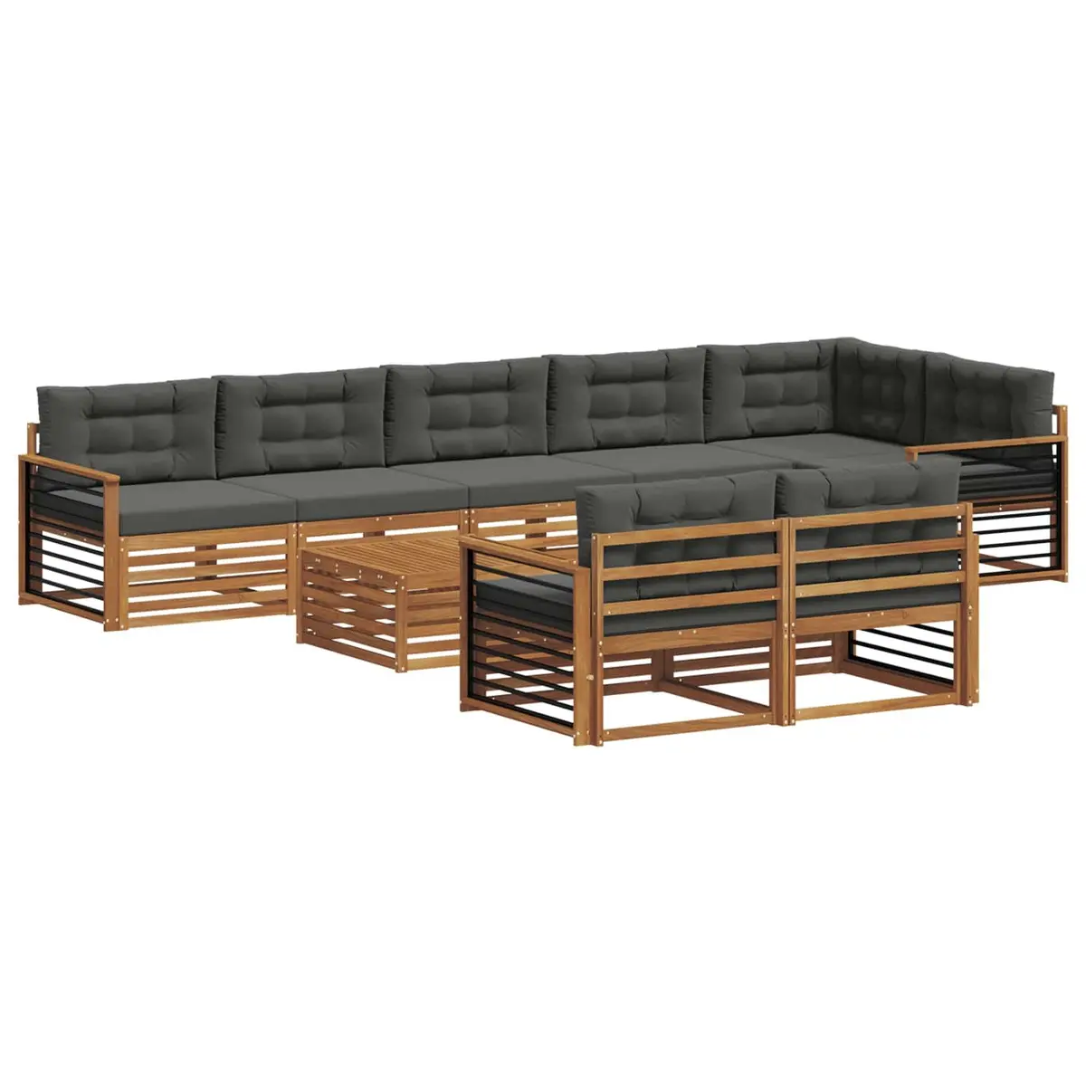 9-Piece Outdoor Sofa Set with Cushions in Brown