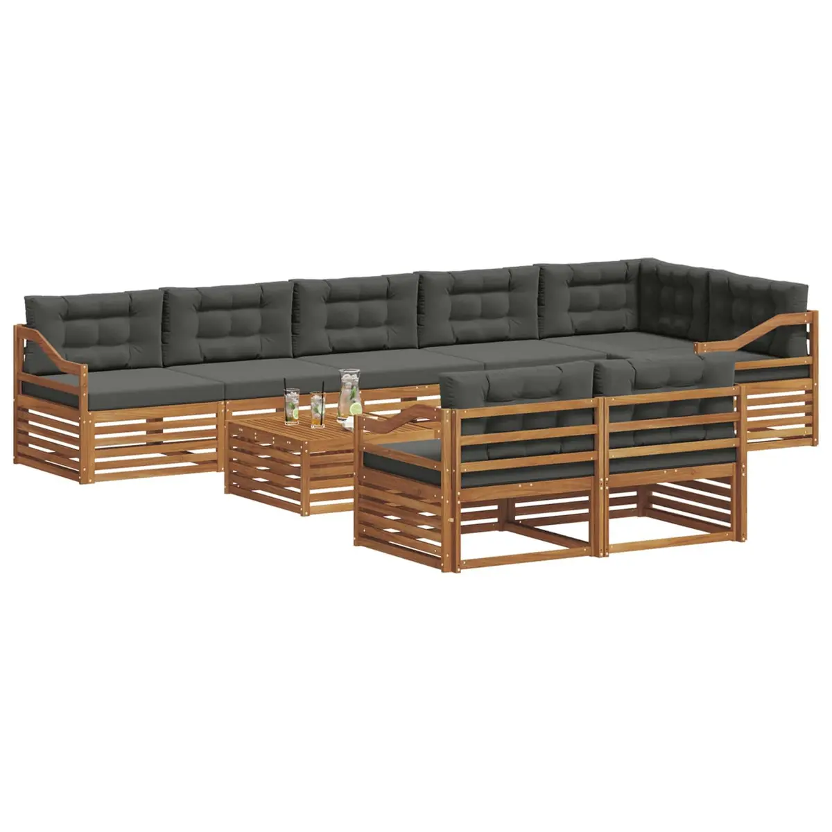 9-Piece Modular Outdoor Sofa Set with Cushions