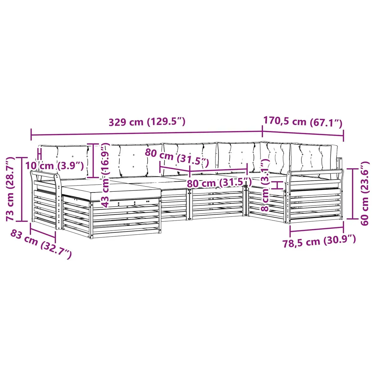 6-Piece Outdoor Sofa Set for Garden Lounging
