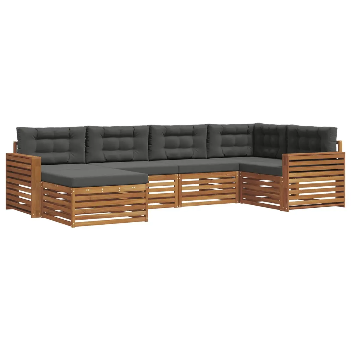 Outdoor Sofa Set Solid Acacia Wood 6 Piece Natural Anthracite