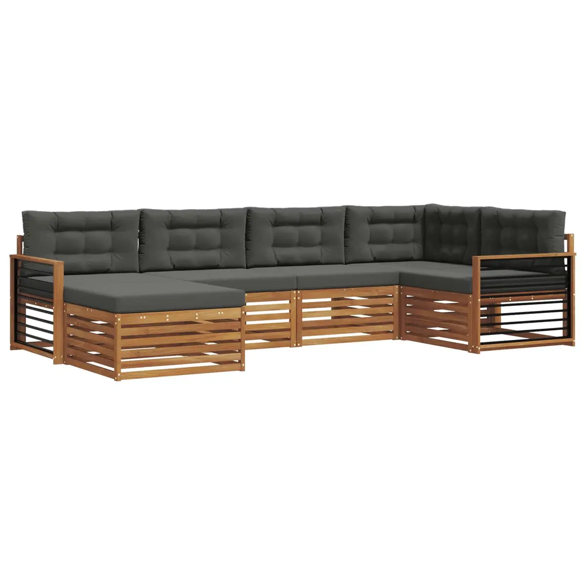 6-Piece Modular Outdoor Sofa Set in Natural Anthracite