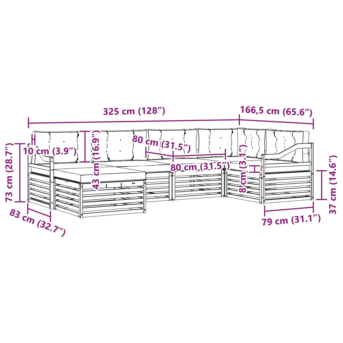 6 Piece Outdoor Sofa Set for Garden Spaces