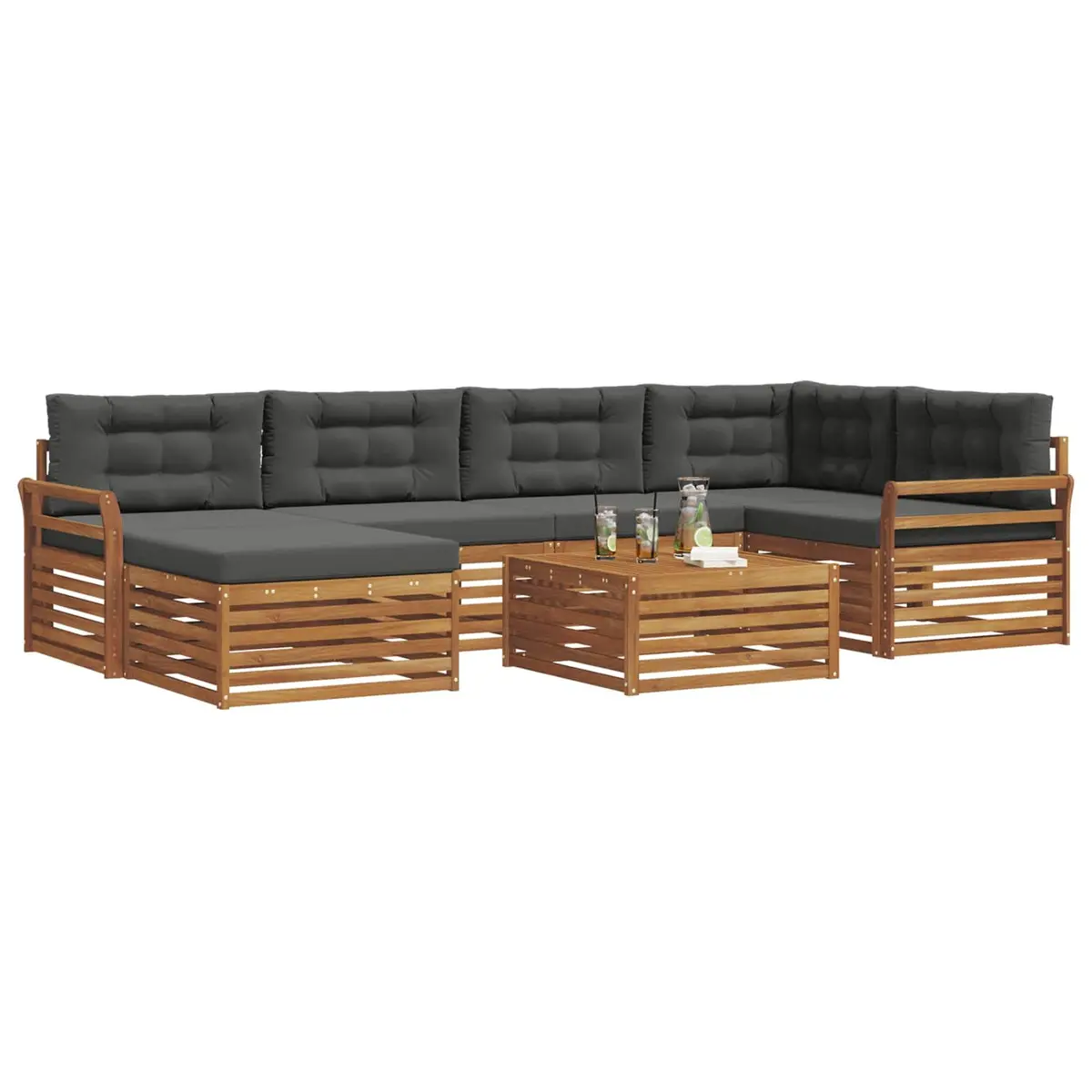 Outdoor Sofa Set 7 Piece Lounge Furniture Garden Terrace Patio Seating Brown