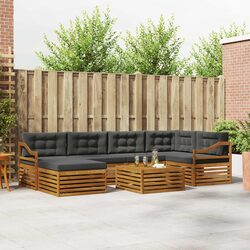 7-Piece Outdoor Sofa Set with Cushions in Brown
