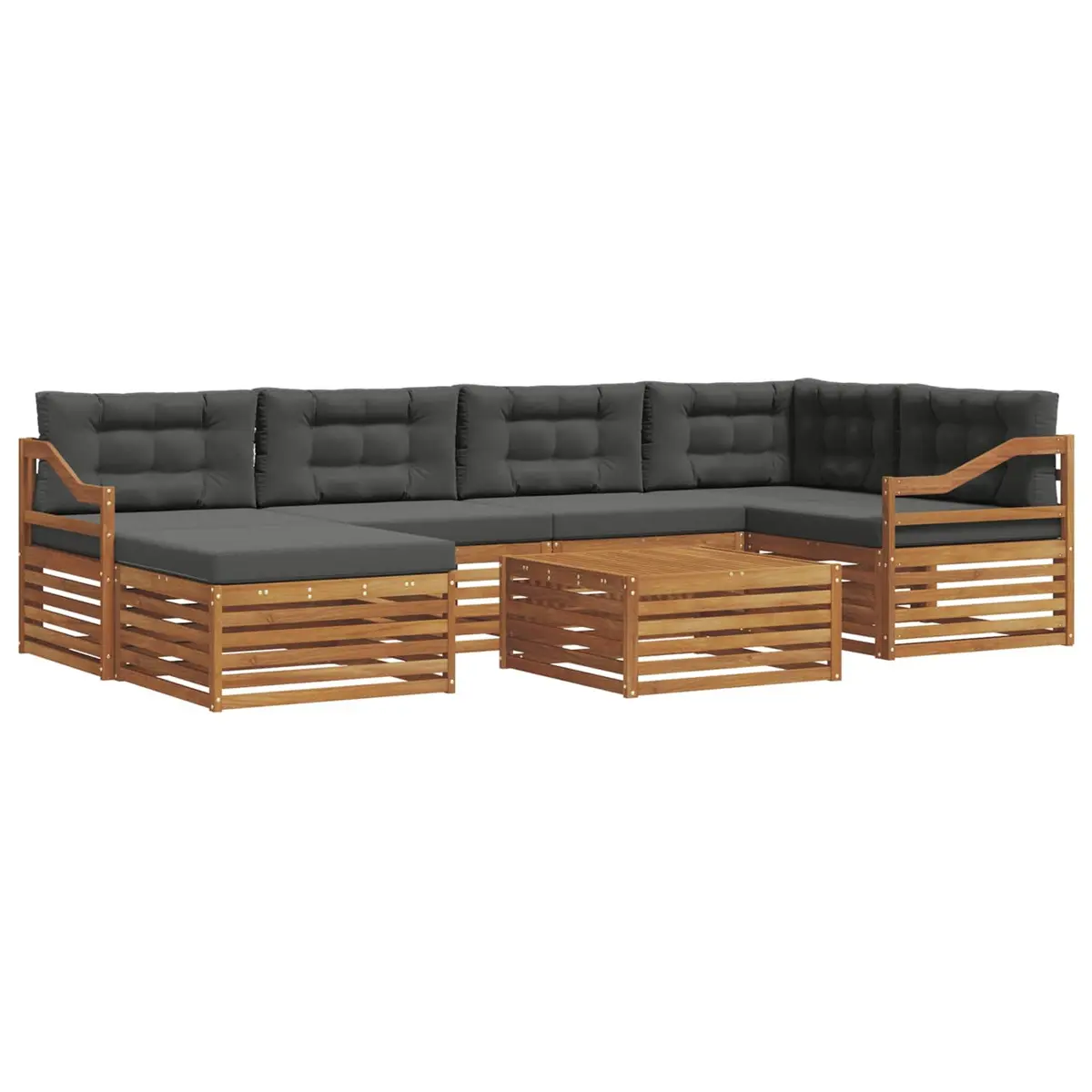 7-Piece Outdoor Sofa Set with Cushions in Brown