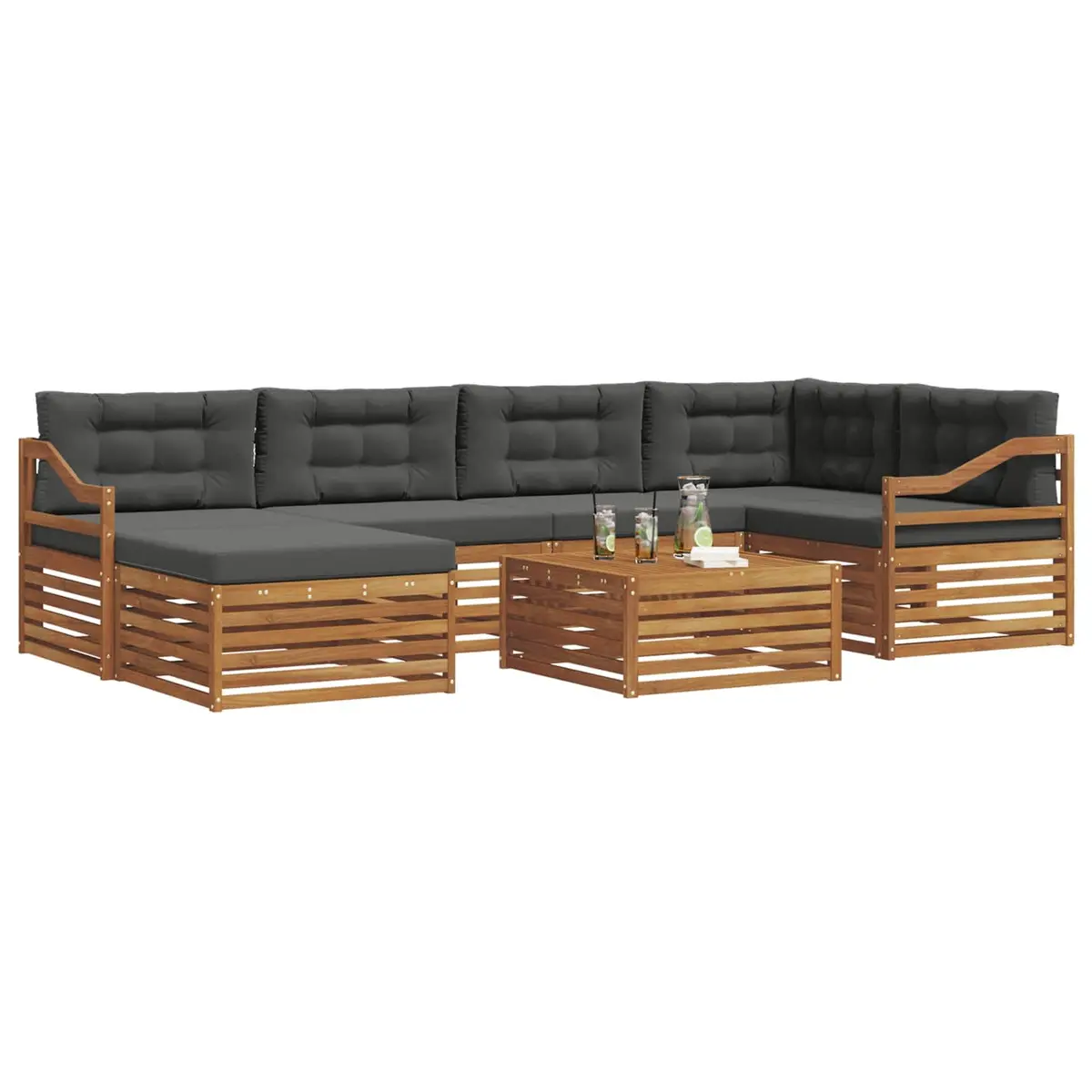 7-Piece Outdoor Sofa Set with Cushions in Brown