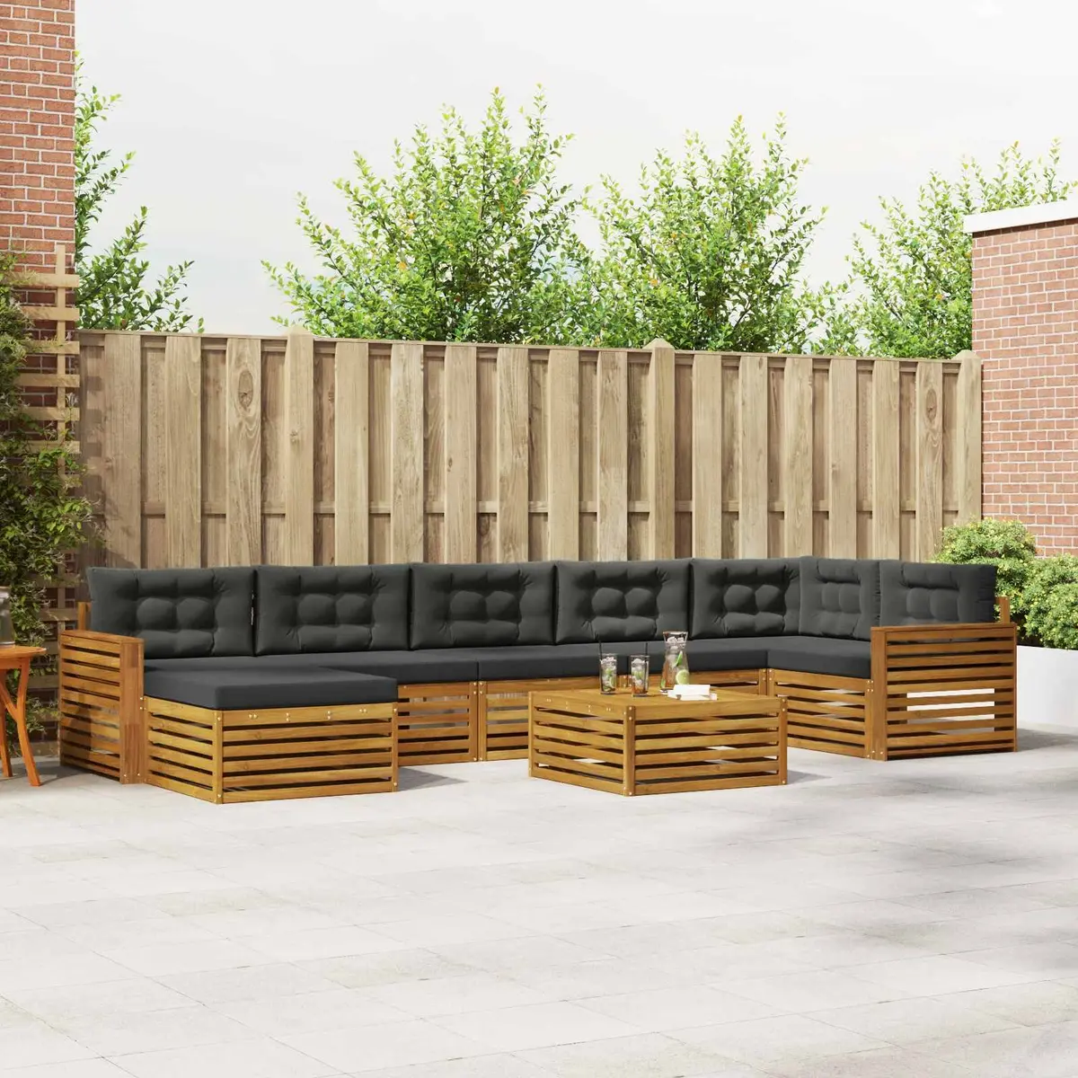 8-Piece Modular Garden Sectional Sofa Set with Cushions