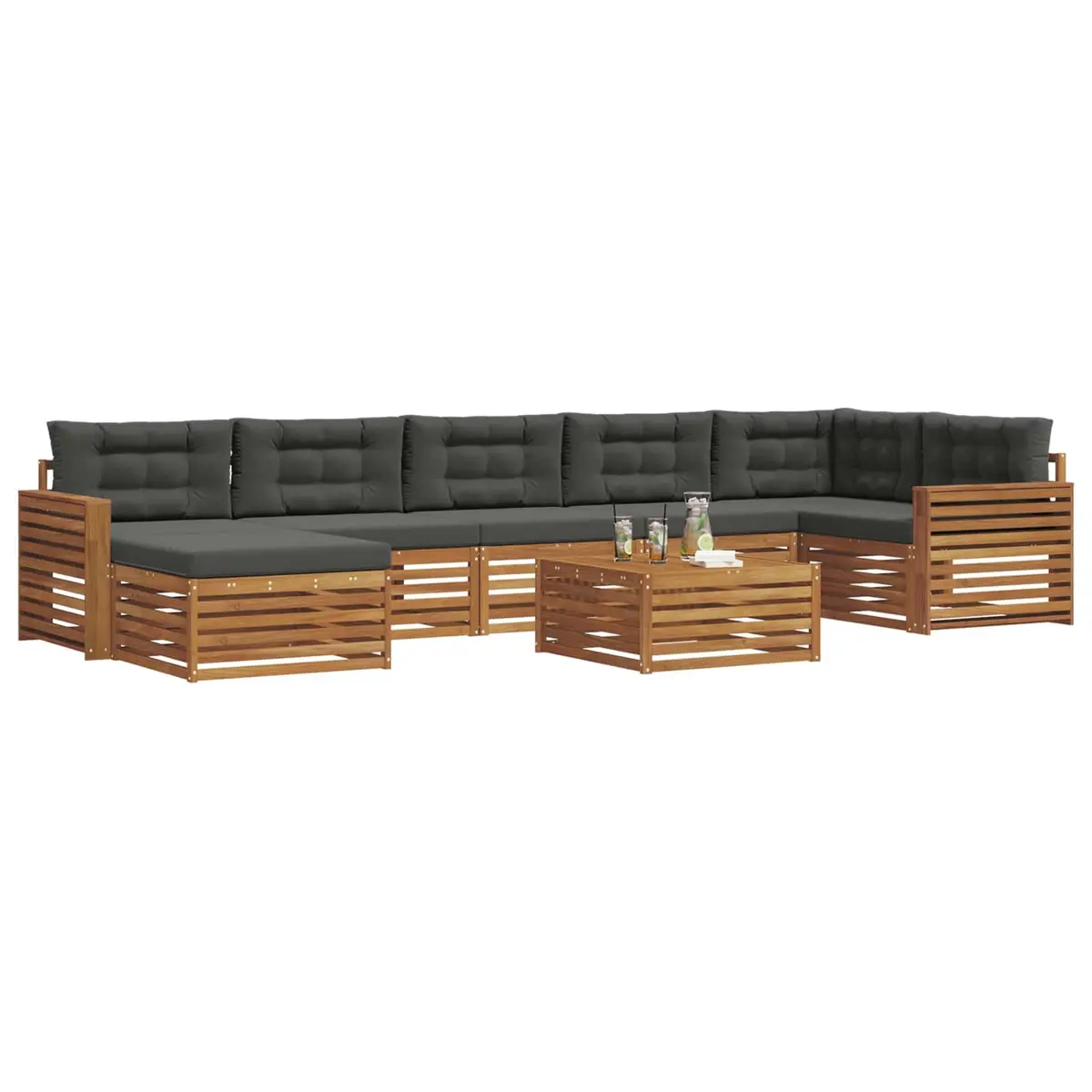 8-Piece Modular Garden Sectional Sofa Set with Cushions