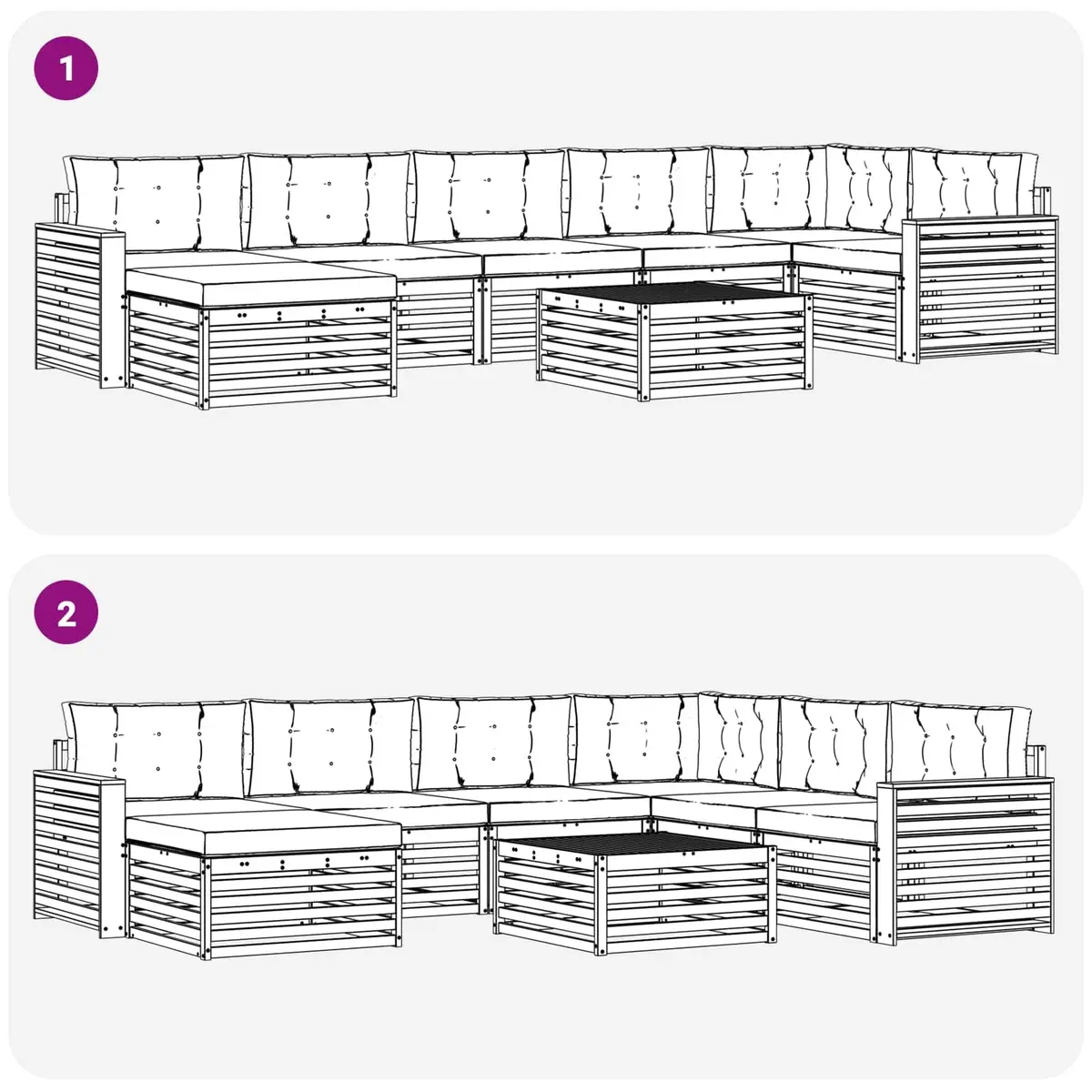 8-Piece Modular Garden Sectional Sofa Set with Cushions
