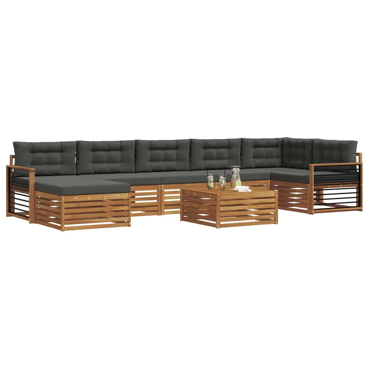 8-Piece Outdoor Modular Sofa Set with Cushions