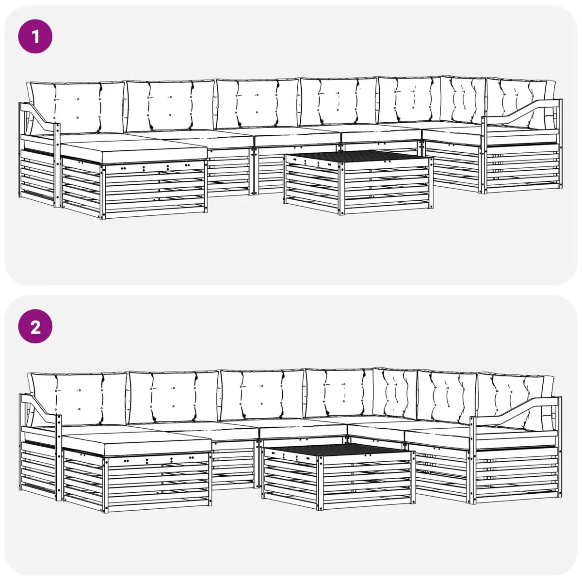 8-Piece Modular Outdoor Sectional Sofa Set with Cushions