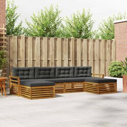 Natural Outdoor Modular Sectional Sofa Set, 6 Pieces