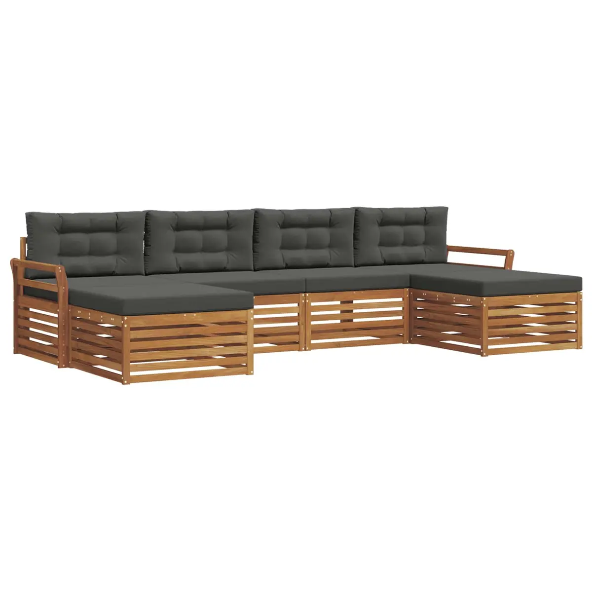 Natural Outdoor Modular Sectional Sofa Set, 6 Pieces