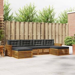 Modular Outdoor Sofa Set 6 Pieces with Acacia Wood