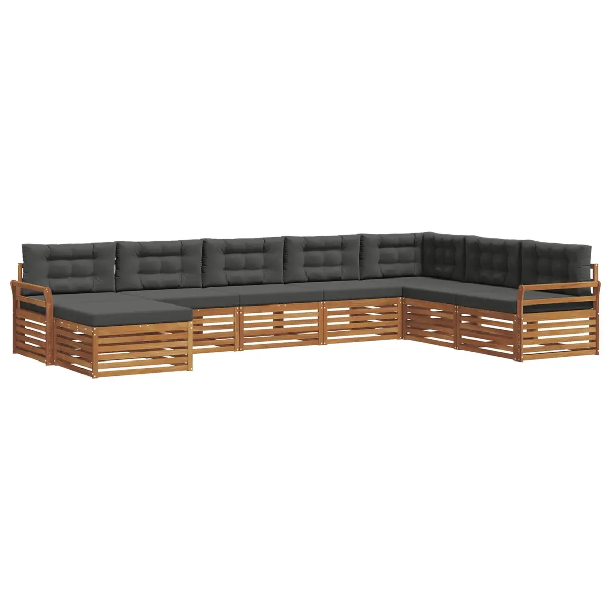 8-Piece Modular Outdoor Sofa Set in Natural Acacia Wood