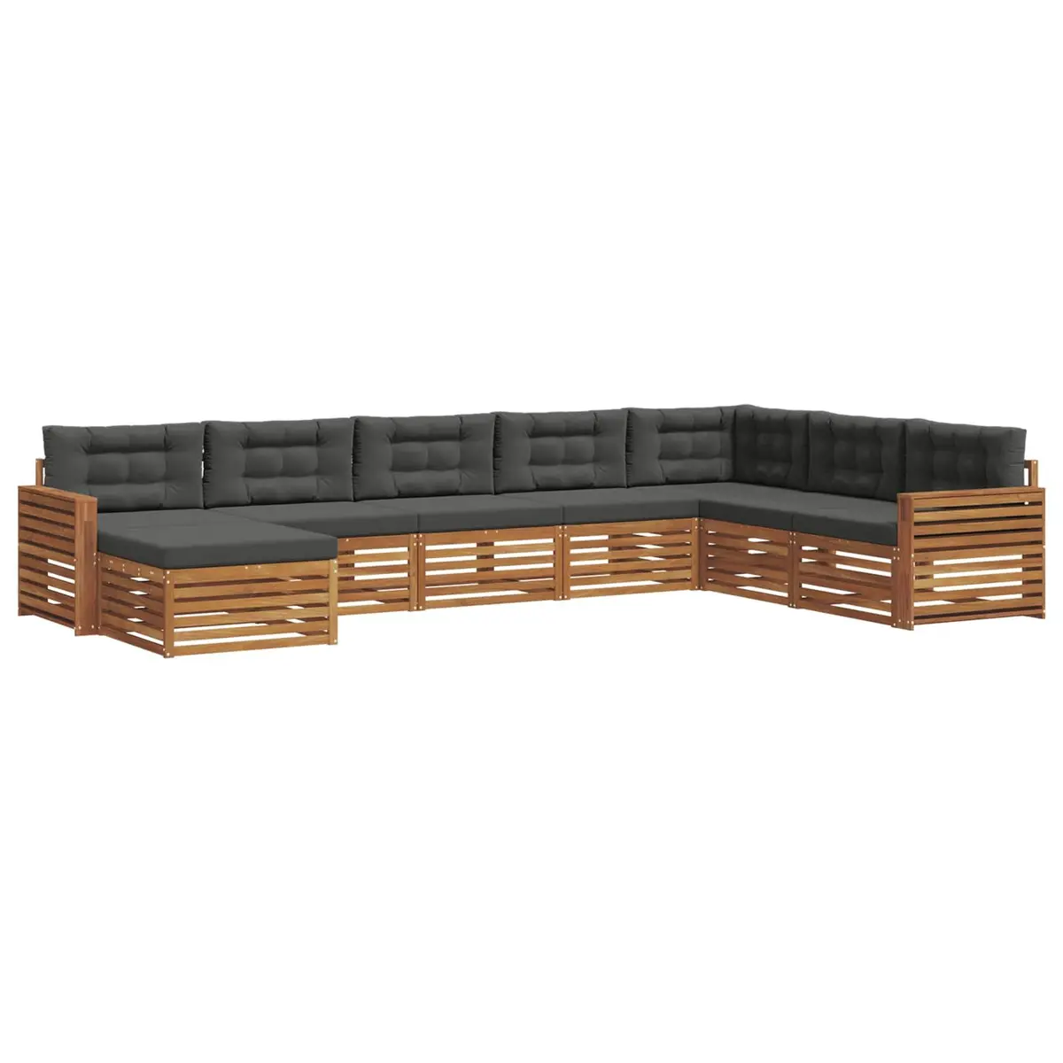 Outdoor Sofa Set Solid Acacia Wood 8 Piece Natural Anthracite