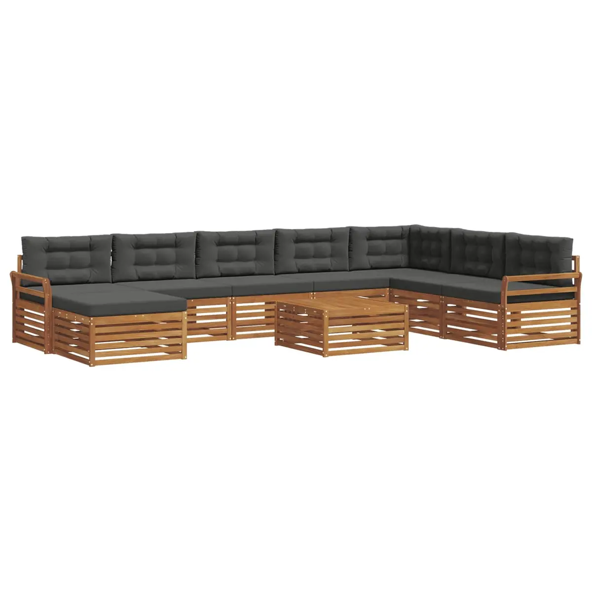 9-Piece Modular Outdoor Sectional Sofa Set in Natural Anthracite