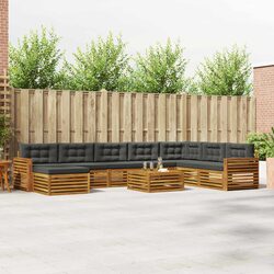 High-Quality 9-Piece Outdoor Sofa Set in Anthracite and Natural Wood