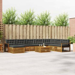 9-Piece Garden Patio Outdoor Sofa Set with Acacia Wood