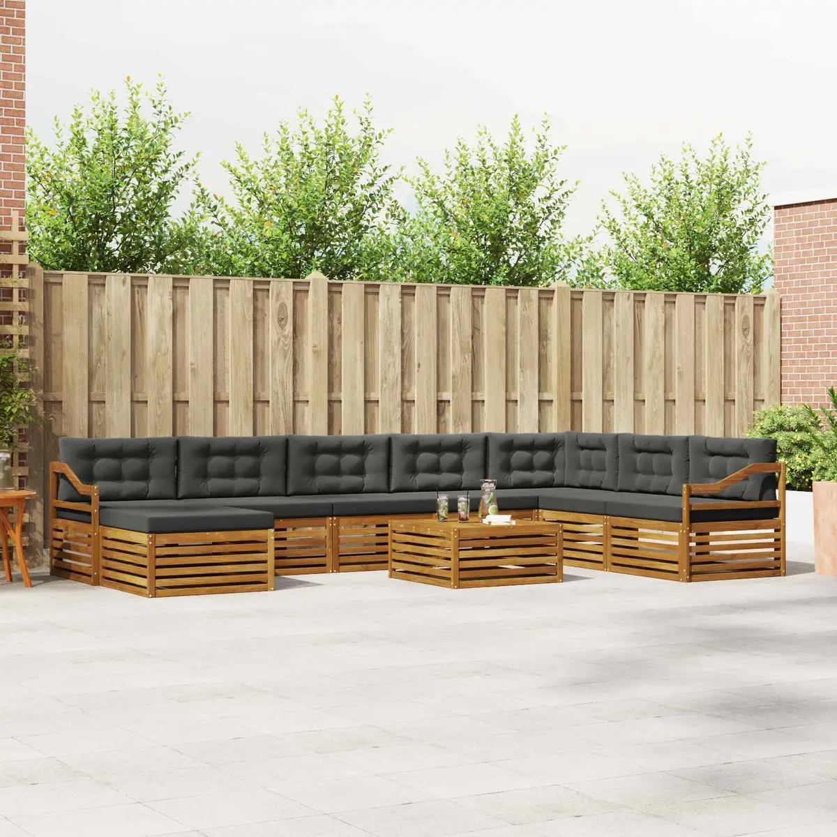 Outdoor Sectional Sofa Set 9 Pieces Anthracite