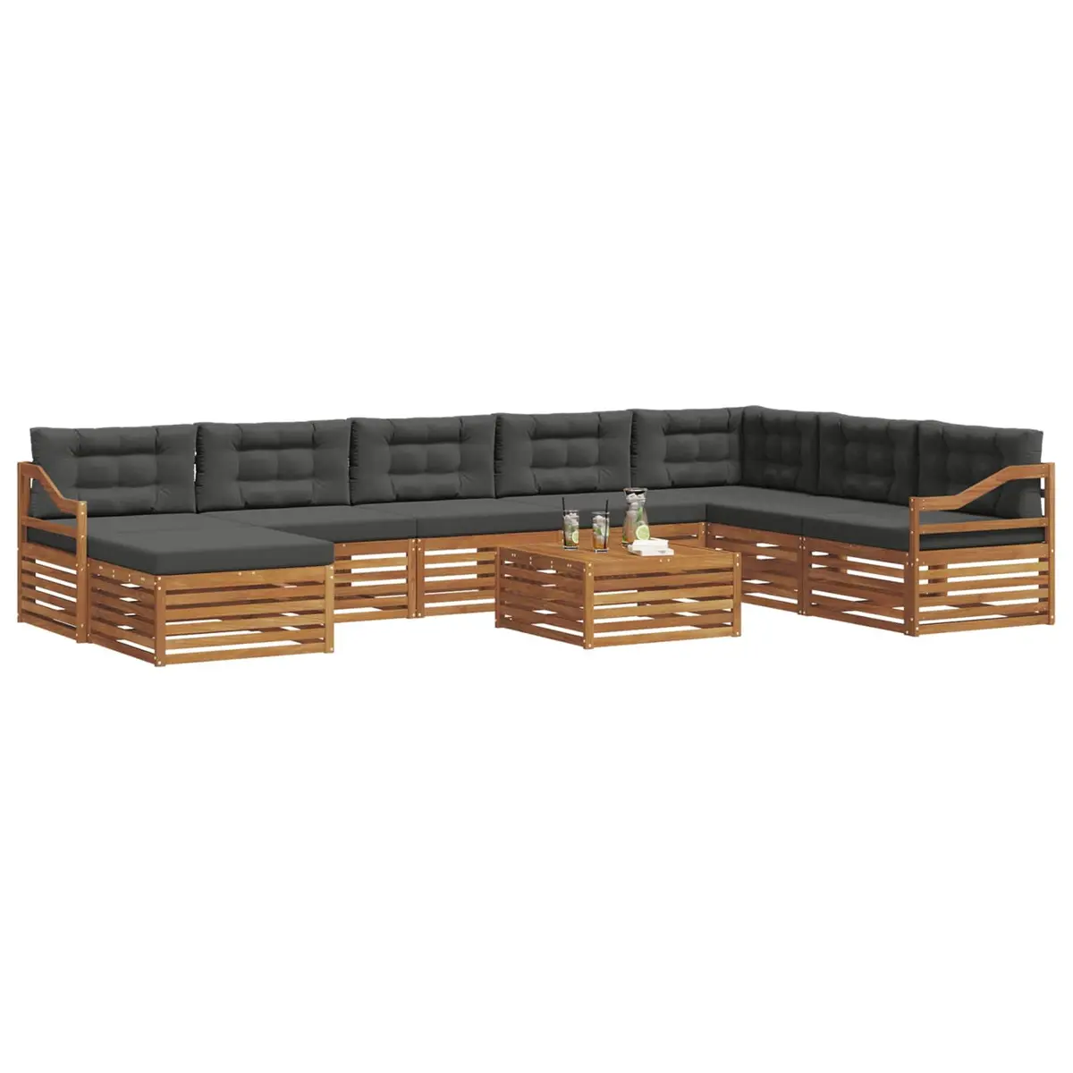 Outdoor Sectional Sofa Set 9 Pieces Anthracite