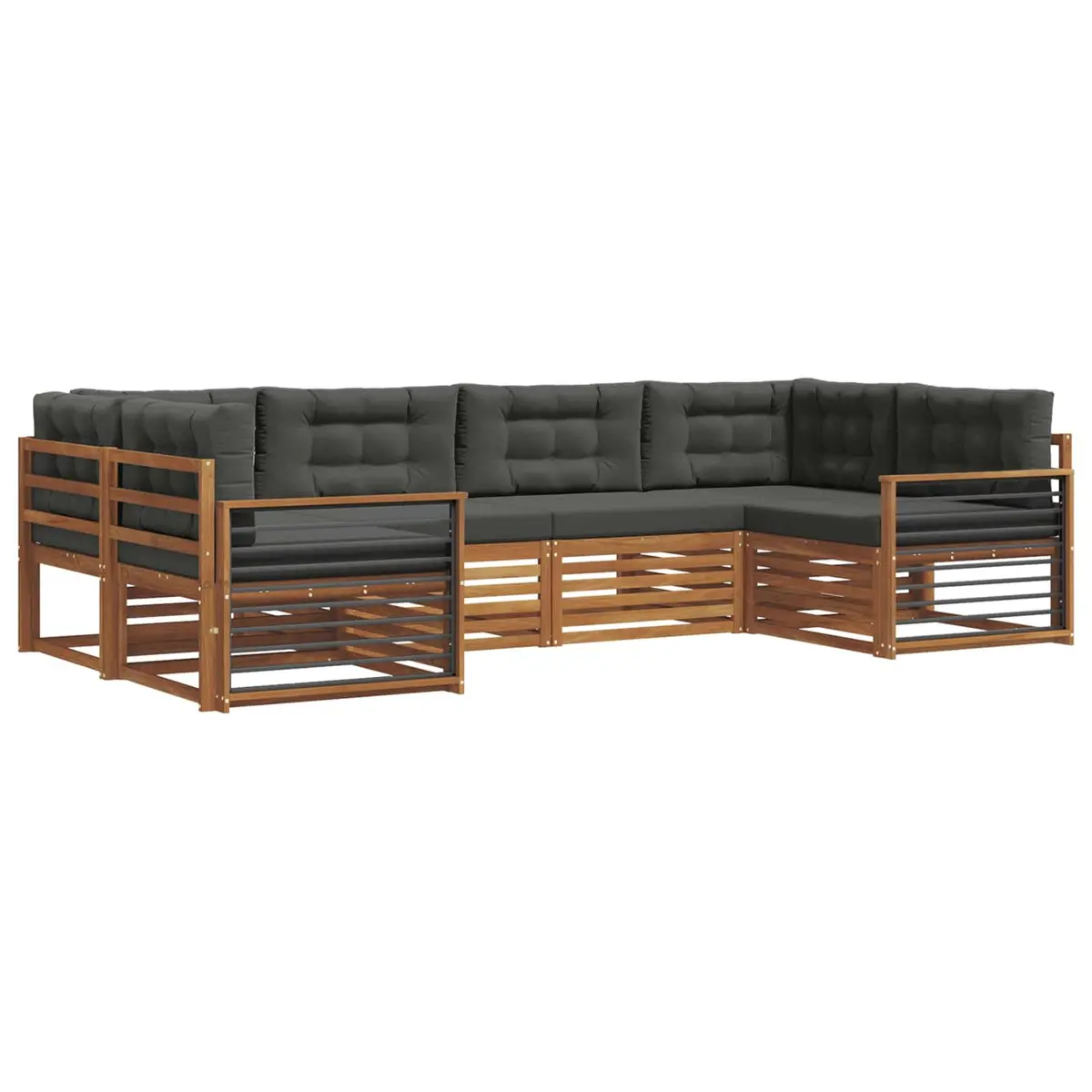 Outdoor Sofa Set 6 Pieces Garden Furniture Natural Anthracite Modular Patio