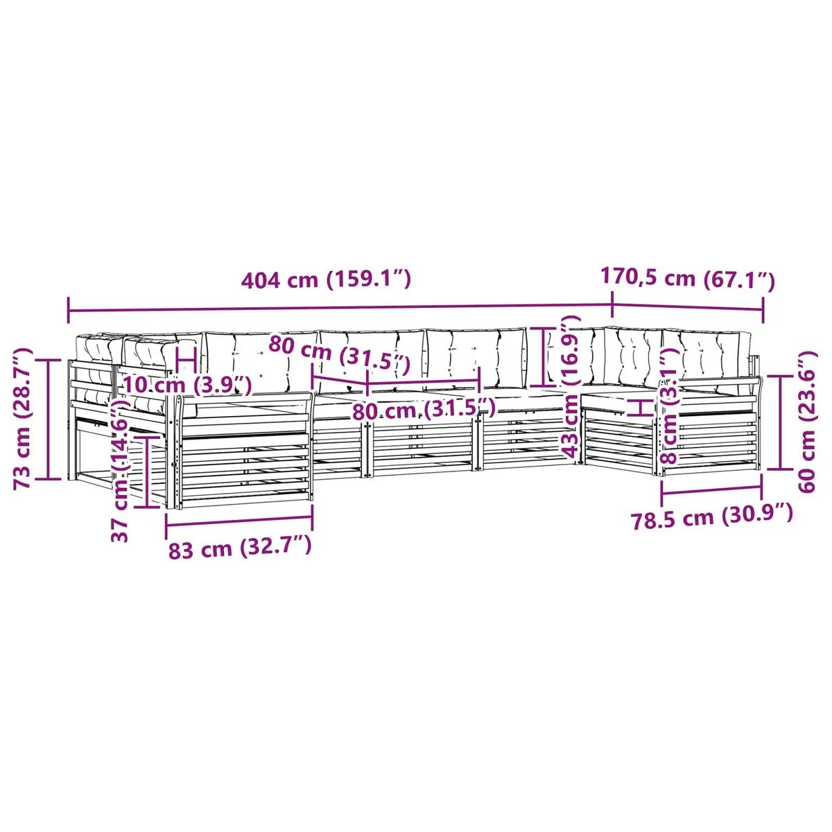 7-Piece Outdoor Modular Sectional Sofa Set