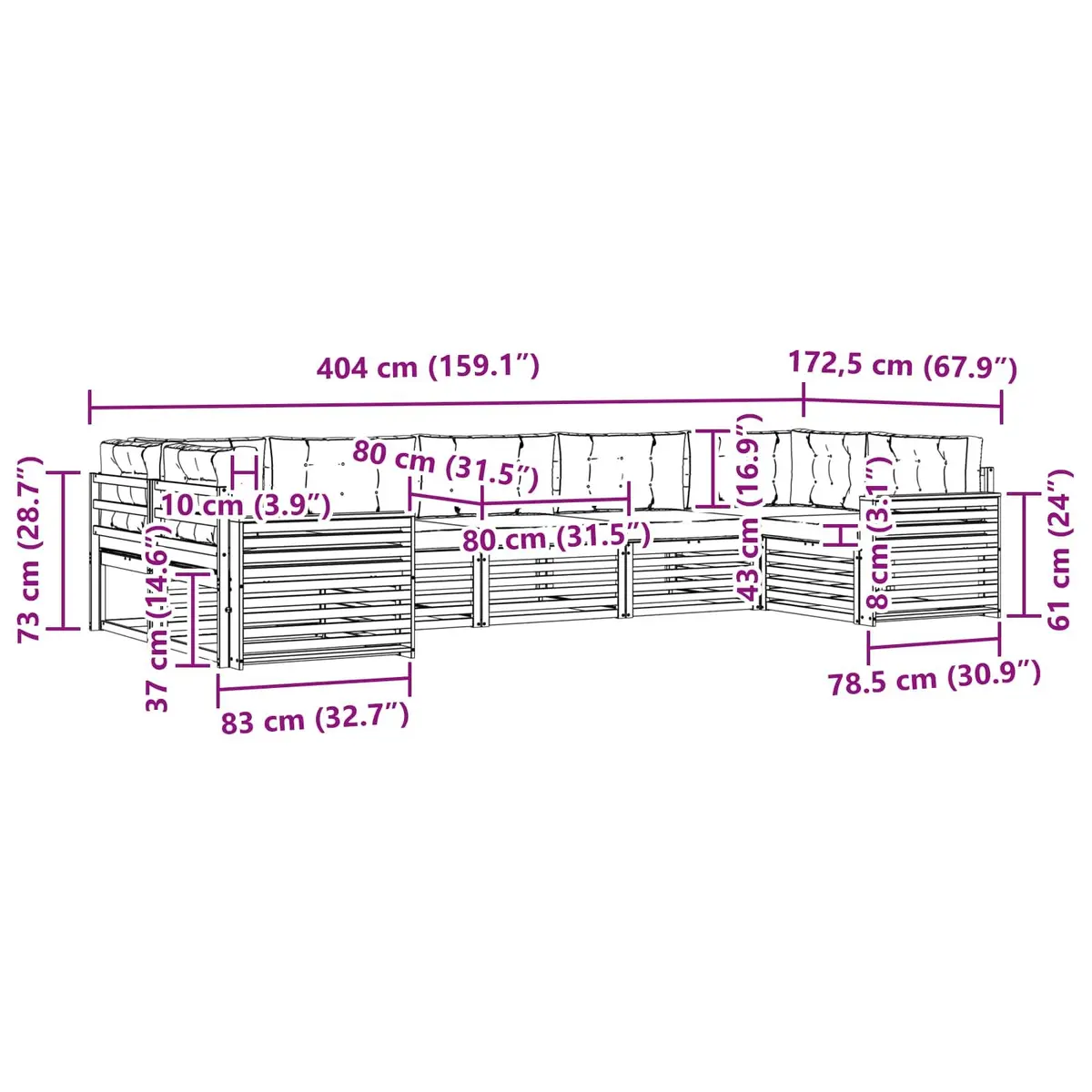 7-Piece Modular Outdoor Sectional Sofa Set for Patios