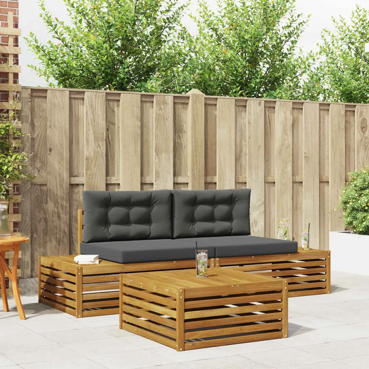 3-Piece Outdoor Sectional Sofa Set with Cushions