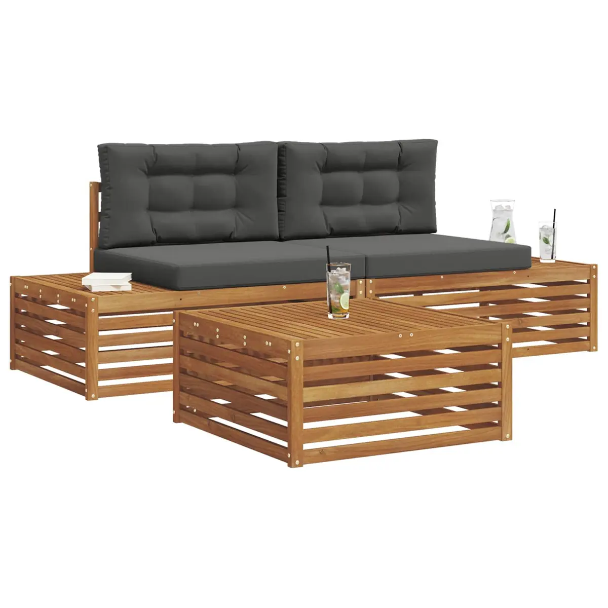 3-Piece Outdoor Sectional Sofa Set with Cushions