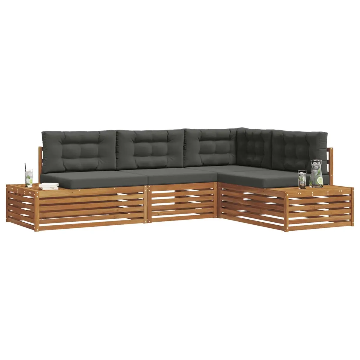 4-Piece Modular Outdoor Sofa Set with Cushions