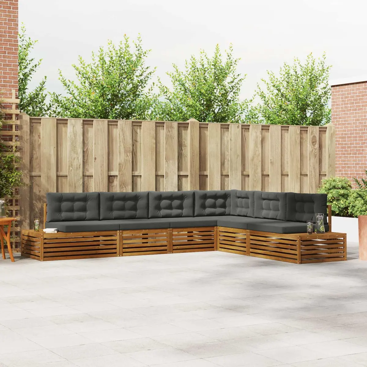 6-Piece Outdoor Sectional Sofa Set in Brown