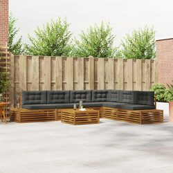 7-Piece Outdoor Sectional Sofa Set with Cushions in Brown
