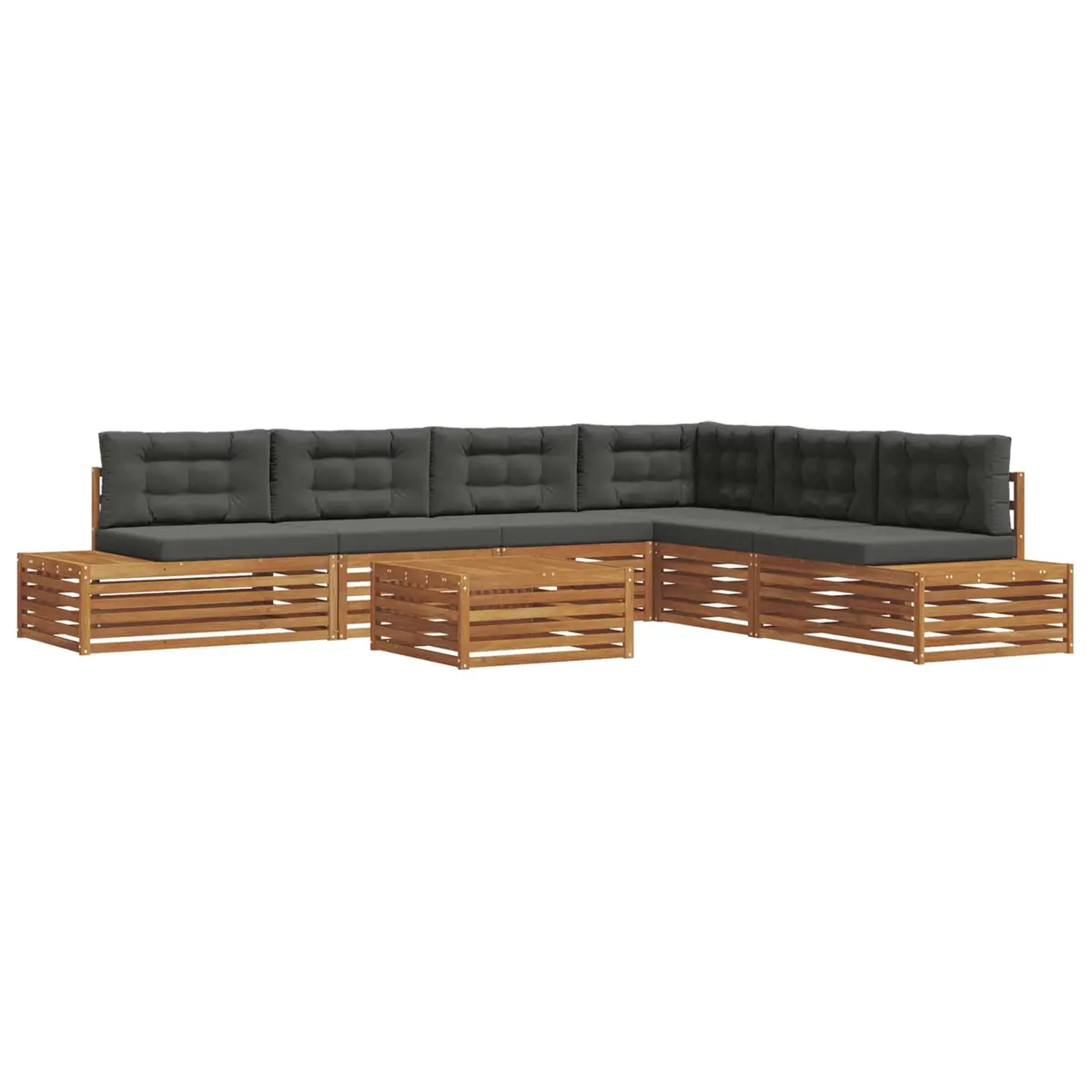Outdoor Sofa Set Solid Acacia Wood 8 Piece Brown