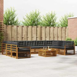 10-Piece Modular Outdoor Sofa Set in Natural Acacia Wood