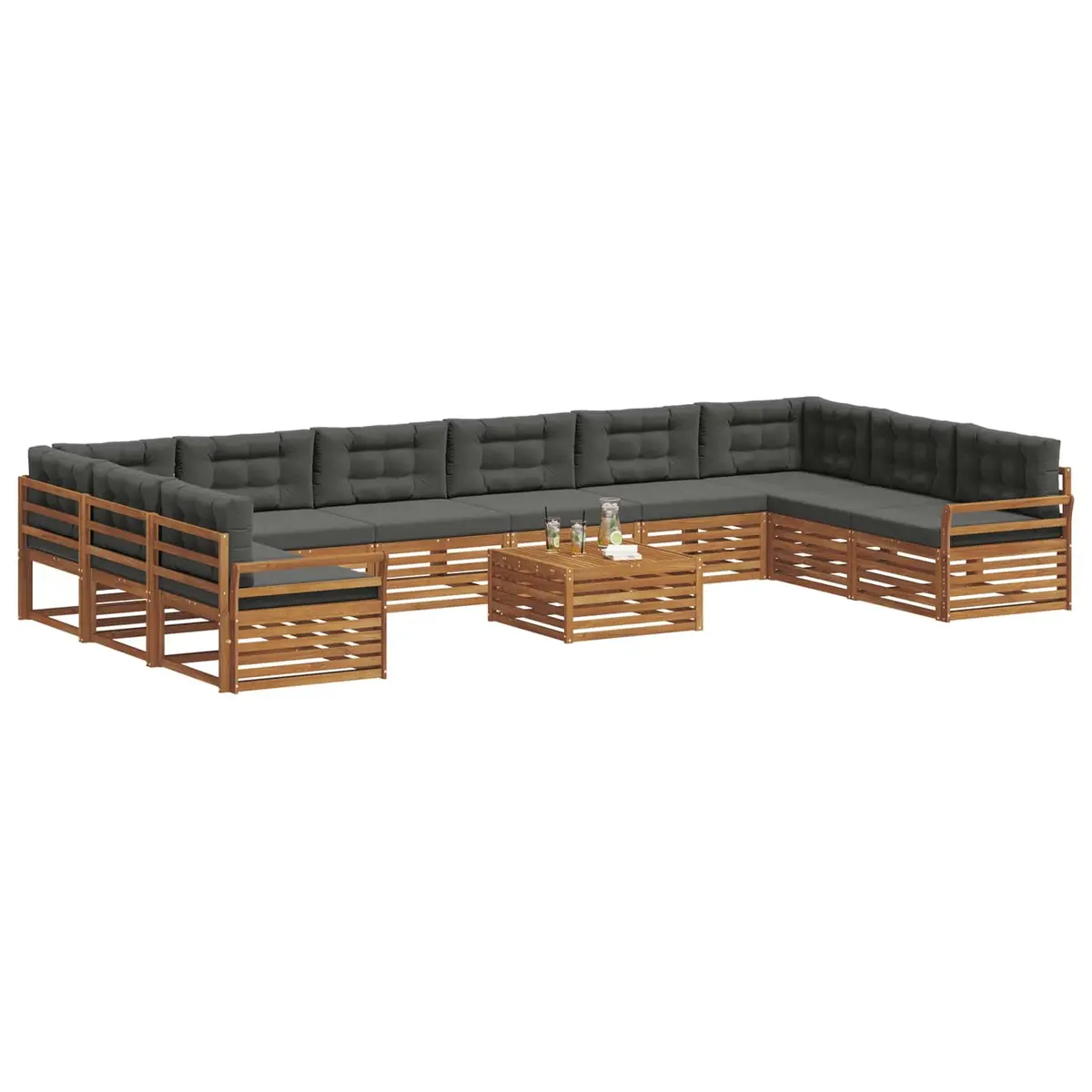 Solid Acacia Wood Outdoor Sofa Set 11 pcs