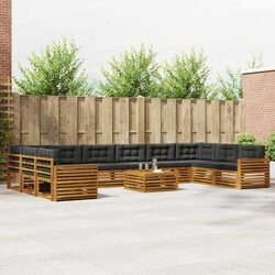11 Piece Outdoor Sofa Set in Natural Anthracite Acacia