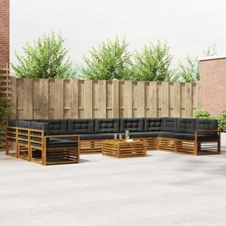 Sturdy 11-Piece Outdoor Sofa Set in Natural Acacia Wood